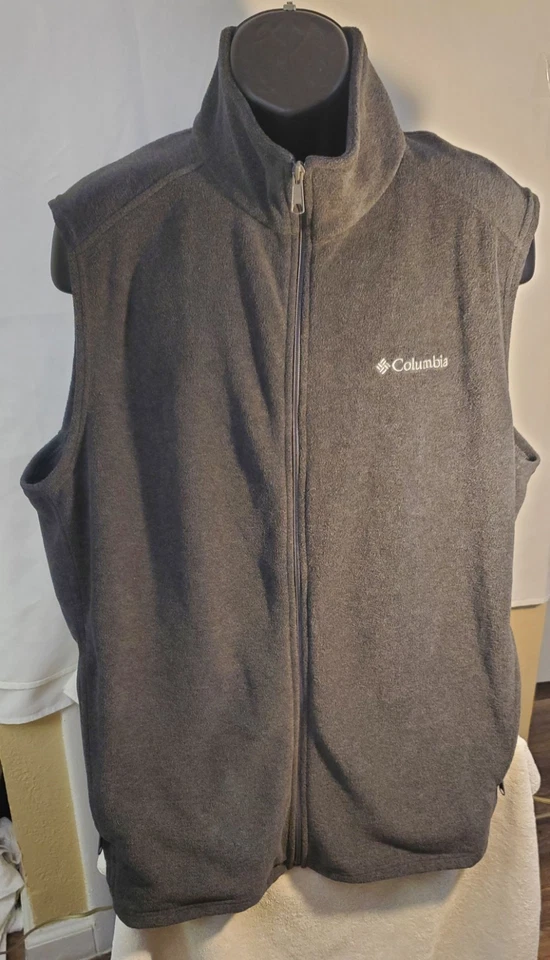 Chaleco polar gris alto Columbia para hombre talla 2XT poliéster cremallera completa Foto 1 de 4