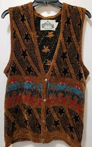 Vintage Milligan Brand Chenille Vest Santa Fe New Mexico Womens Medium Southwest - Picture 1 of 12