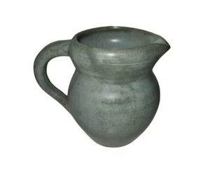 Vintage Studio Pottery Pitcher 4.5" Blue Gray Matte Glaze Handmade Signed - MCM - Picture 1 of 5