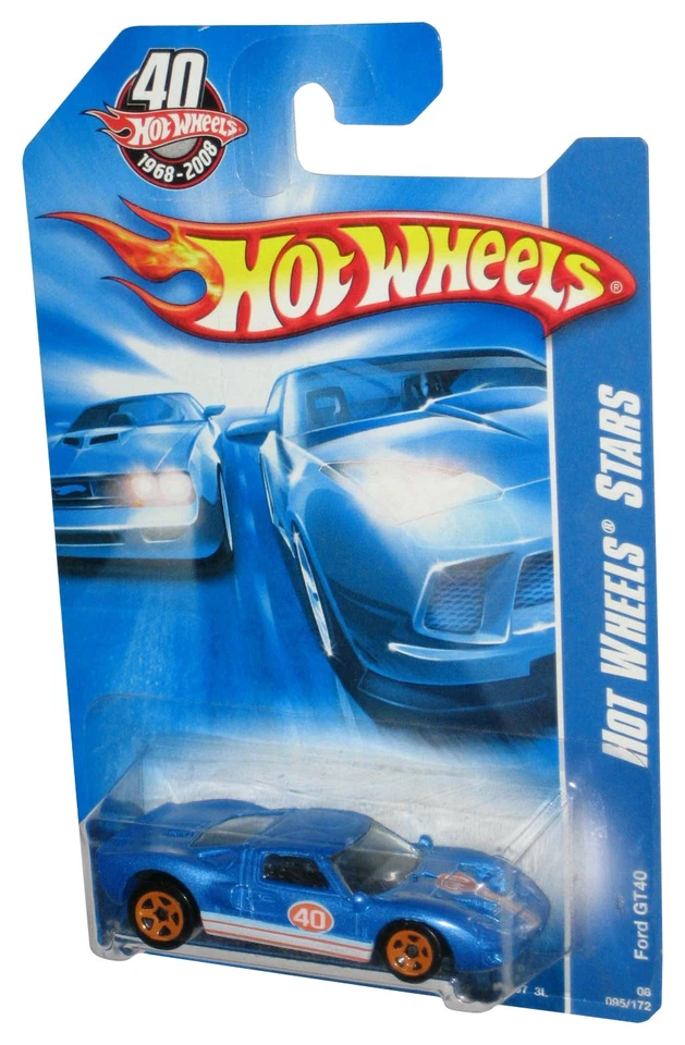 Hot Wheels Stars 40th (2007) Blue Ford GT40 Toy Car 095/172 w/ Orange Wheels - Image 1 of 1