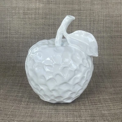 "Manzana con tallo blanco con hoja texturizada en 3D talla 6"" Cottagecore granja Shabby Chic" Foto 1 de 4
