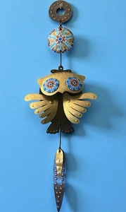 Vintage Cesar Vasquez Keramik Metall Eule Mobile Wandbehang - Bild 1 von 10