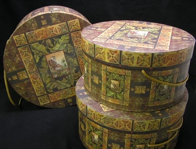 Sombrero de Cartón Almacenamiento Cajas Anidación Diseño Selva Juego de 3 #3986 Envío Gratis Foto 1 de 4