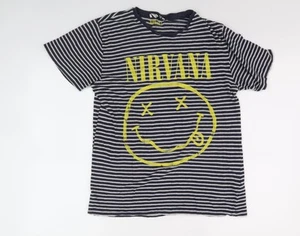 Topman Men's Nirvana Striped Band T-Shirt, Black, S - Picture 1 of 12