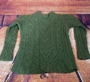 Aran Made In Ireland Sweater Market Super Soft Luxury Cable Knit Sz Small Green - Picture 1 of 13