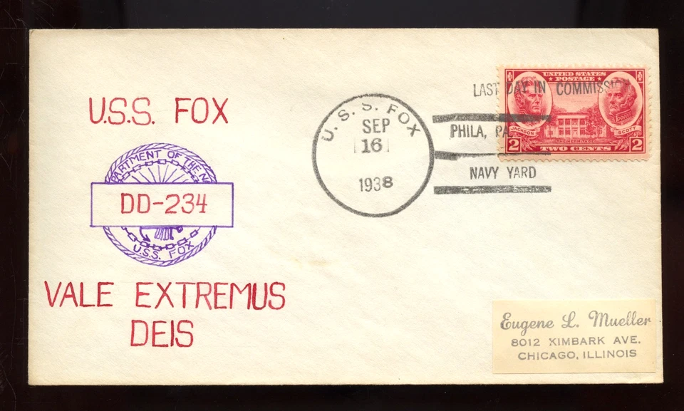 USS FOX DD 234 - DESMANTELADO - 1938 - CACHÉ MUUELLER Foto 1 de 1