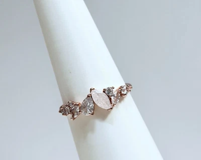 Бомба вечеринки размер 11 кольцо "Luck Be A Lady" белый лед кристалл на розовое золото ретро - Изображение 1 из 4