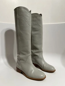 Vtg Chanel Gray Leather CC Logo Boots 35.5 - Picture 1 of 15