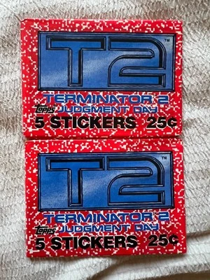 T2 1991 Topps Terminator 2 Movie Cards - vintage sealed sticker Wax packs Lot - Image 1 of 2