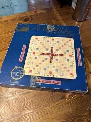 1982 Scrabble Deluxe Turntable Rotating Board game BLUE Edition COMPLETE - Image 1 of 4