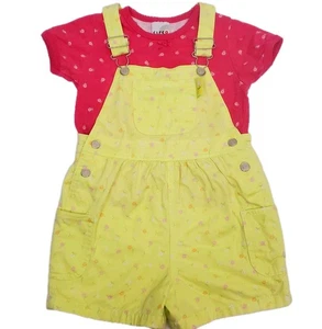 Y2k Vintage Circo 3T verspielt rosa Blumen 2-teiliges Shortalls Overall Mädchen Outfit Set - Bild 1 von 8