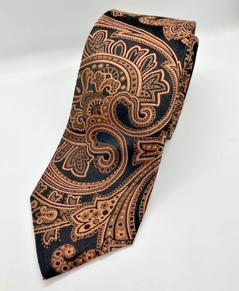 Corbata de cuello para hombre Sean John negra y cobre 100 % seda bordada 3,5" de ancho x 60" de largo Foto 1 de 4