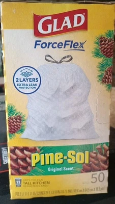 GLAD Force flex Pine sol Trash Bags 13 Gallon Kitchen Garbage bags 50 count - Image 1 of 4