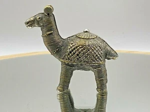 Antique Figurine Camel Silver Metal Desk Ornament Incense Burner Asian - Picture 1 of 11