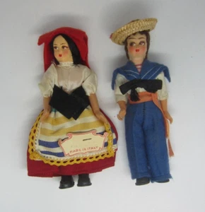 2 Vintage Souvenir Doll Italy Girl Traditional Clothing Gondolier Venice 5.5" - Picture 1 of 6