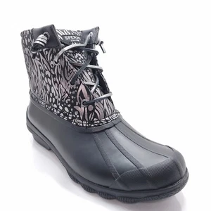 Sperry Syren Gulf Metallic Animal Black Duck Boots Rain Snow Womens Size 7.5 M - Picture 1 of 6