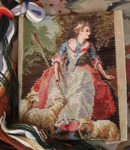 Beautiful Preworked Tramme Tapestry Needlepoint Canvas Kits The Shepherdess - Picture 1 of 4