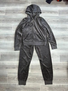 Juicy Couture Black Label Velour Tracksuit Y2K Jogger Zip Hood Set Grey Size M - Picture 1 of 17
