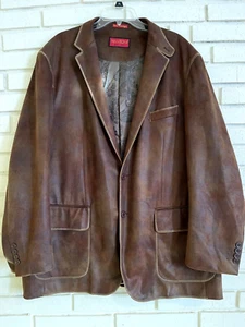 Mantoni Blazer Mens XLarge sz. 50 Brown Faux Leather Sport Coat Casual Jacket - Picture 1 of 5