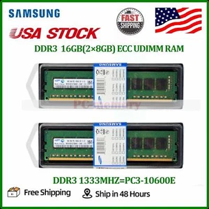 Samsung 16GB(2×8GB) PC3-10600E ECC Server Unbuffered UDIMM 1333MHz 1.5V For HP - Picture 1 of 5