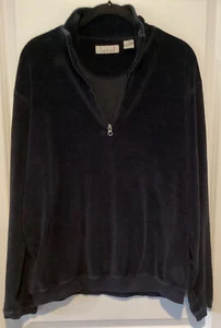 Ron Chereskin Black Velour 1/4 Zip Top in Size Medium - Picture 1 of 4