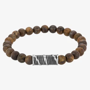 Bourne and Wilde Mens Brown Bronzite Bead Bracelet UR12-13 - Picture 1 of 2