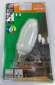 1x 8W GE Low Energy Power Saving CFL Candle Light Bulbs SES E14 Small Screw Lamp - Picture 1 of 2