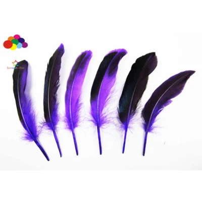 Diy 100 Pcs natural duck feather dyed purple 10-15 cm/4-6 inch Carnival headress - Image 1 of 3