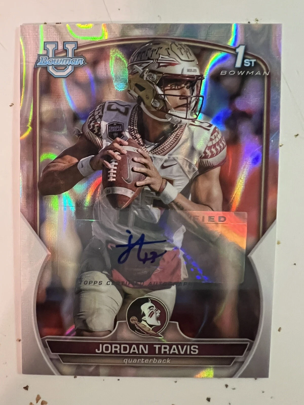 2022 Bowman Chrome University Jordan Travis 1st Auto Lava Refractor /199 XRC