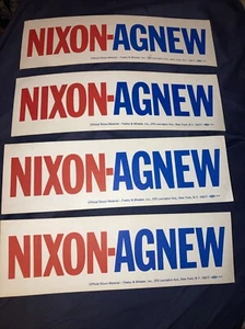 AUTHENTIC 1968-NIXON-AGNEW BUMPER STICKERS ( Lot Of 4 ) PERFECT CONDITION UNUSED - Picture 1 of 7