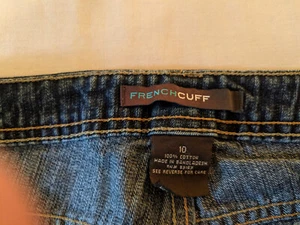 French Cuff Jeans Women Size 10 Blue Denim Capri Zipper plus Button Front - Picture 1 of 5