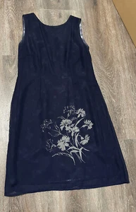 Hillard &Hanson Blue w white flowers floral dress w overlay Size 4 Women's - Picture 1 of 4