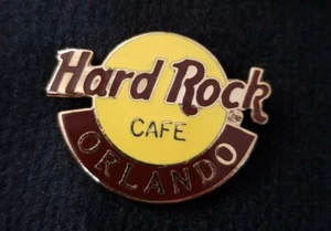 Hard Rock Cafe Lapel Pin Orlando Florida Classic Logo: Brown on Yellow - Picture 1 of 1