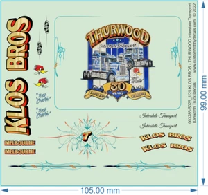 KLOS BROS - THURWOOD Interstate Transport Kenworth Truck Decals - Water Decals - Picture 1 of 4