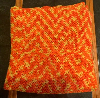 MANTA DE GANCHILLO ABUELA NARANJA AMARILLO 36X72 GRANDE AFGANA HECHA A MANO DE COLECCIÓN Foto 1 de 4