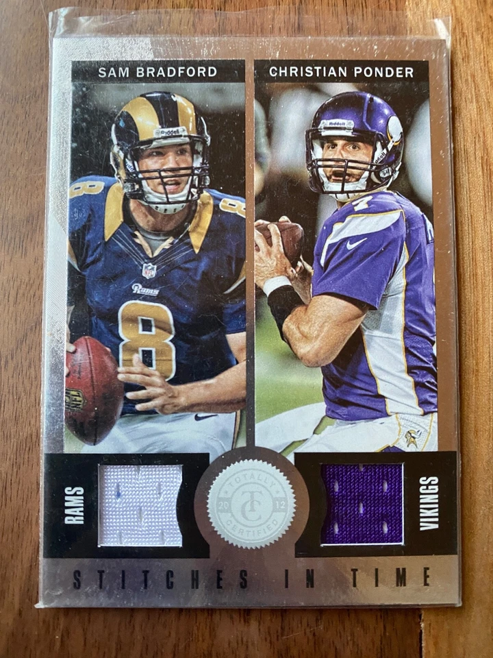 A44,422 - 2012 Totally Certified Stitches in Time #29 Ponder/Bradford Jersey/199 - Image 1 of 1