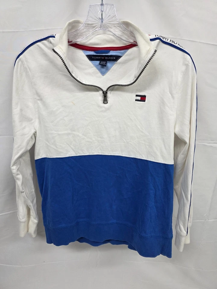 Tommy Hilfiger Suéter Niños 12 14 Sudadera Pullover Logo Cuarto Cremallera Foto 1 de 4