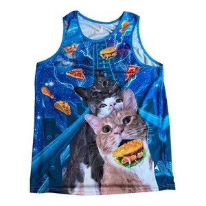 Meme Tank Top Cats Tacos Pizza Roller Coaster Lightning – Size M/L 90s Y2K Vibes - Picture 1 of 6