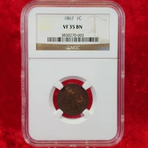 1867 Indian Head Cent NGC VF 35 BN Key Date - Picture 1 of 5