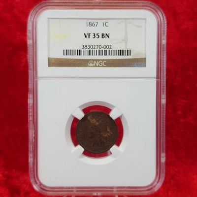 1867 Indian Head Cent NGC VF 35 BN Key Date - Image 1 of 4