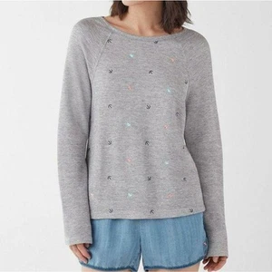 Splendid x Gray Malin Gray Parasol Embroidered Pullover Sweatshirt NEW Womens XL - Picture 1 of 10