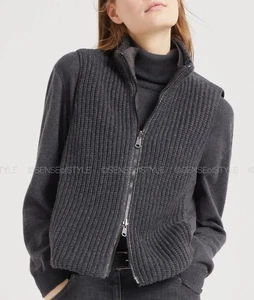 Brunello Cucinelli Cashmere Vest Jacket Top  Monili Women Reversible Gray  S - Picture 1 of 11