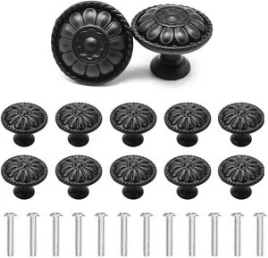12 Pcs Round Cabinet Door Knobs,30mm Flower Pattern Cupboard Handle,Drawer Knobs - Picture 1 of 7