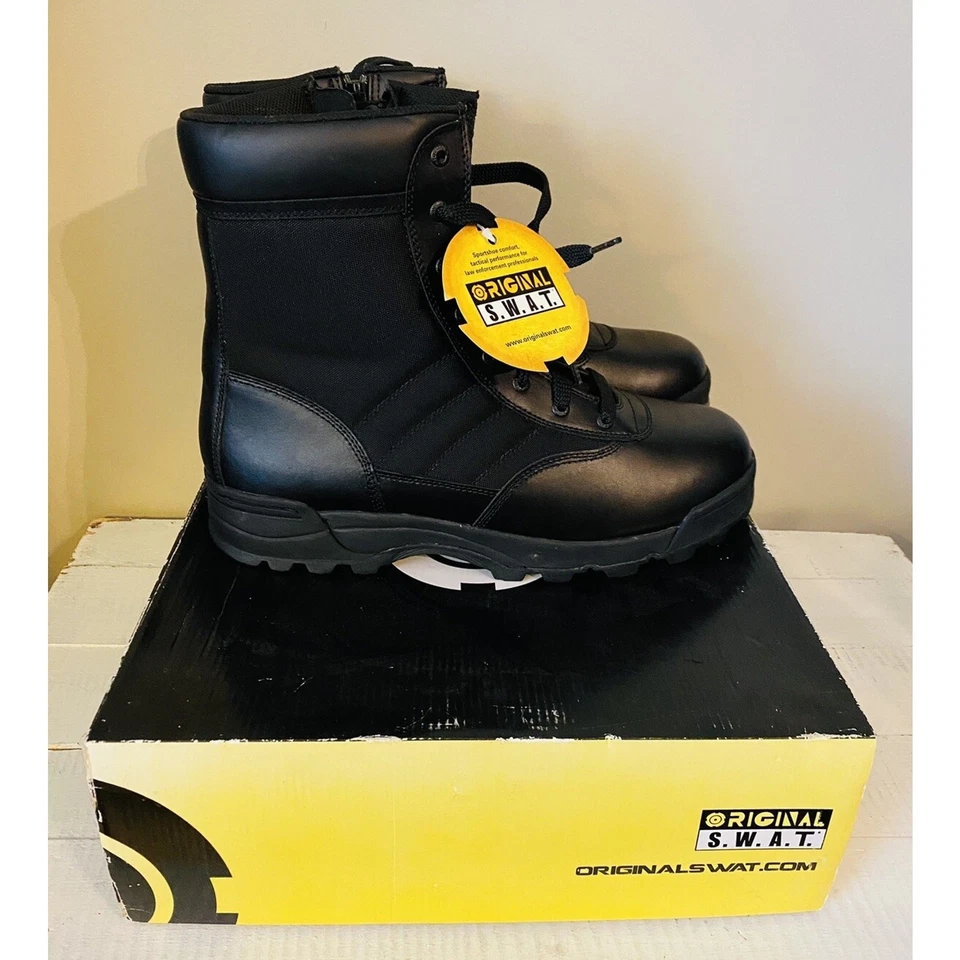 New in Box Original S.W.A.T. Classic 9" Side Zip Black Boots Men's 15 - Image 1 of 4