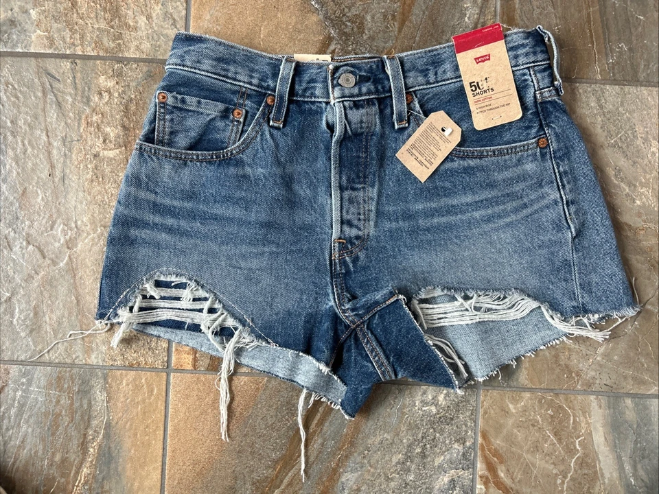 563270401 LEVI'S WOMEN'S 501 ORIGINAL SHORTS W30 DARN IT NOW