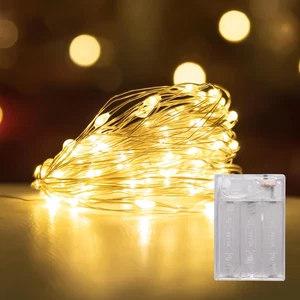 Catena Luminosa a Micro LED, 5 M, 50 LED, Funzionamento a Batteria, per Natale,  - Foto 1 di 12