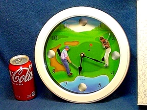 VINTAGE 1980's GOLF PLAYERS MOTION WALL CLOCK~TAKEHOPE EVERJUAN CO. TAIWAN - Picture 1 of 4
