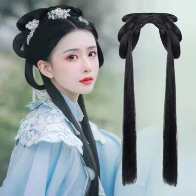 Cosplay Hanfu Wigs Women Black Ancient Chinese Hanfu Wigs Headgear - Image 1 of 4