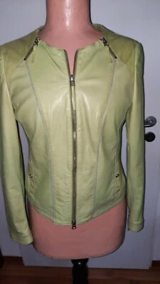 "Milestone" Lederjacke, Lammnappa, hellgrün mit Reißverschluss, D 40 - Bild 1 von 4