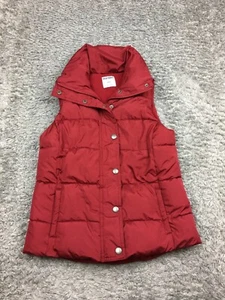 Old Navy Puffer Vest Jacket Womens Size Small Red Button Zip - Picture 1 of 11